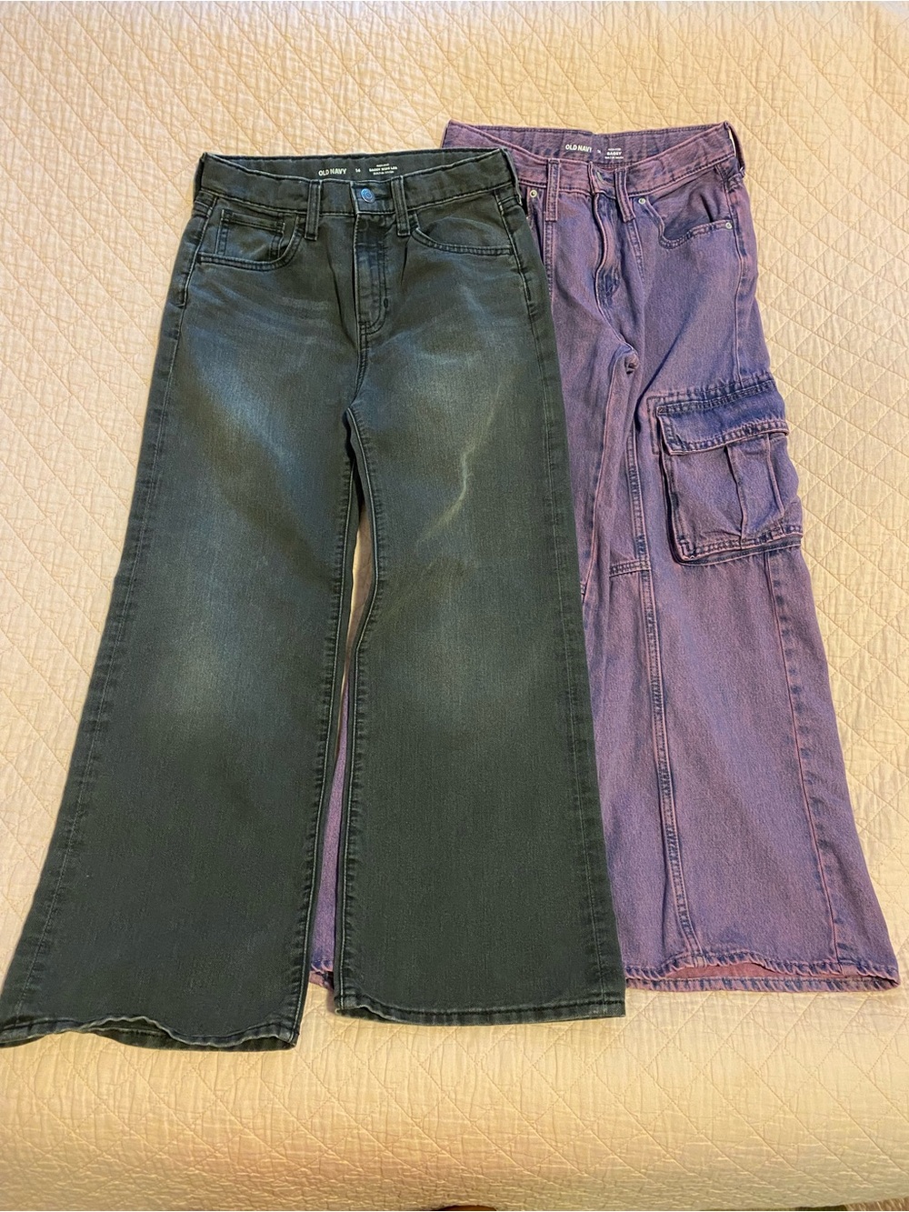 Old Navy Black baggy Jeans & Purple Cargo Jeans